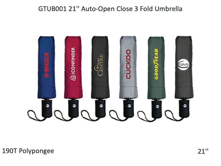 21'' Auto-Open Close 3 Fold Umbrella