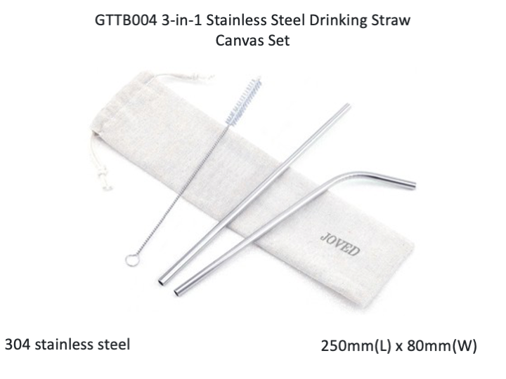 3-in-1 Stainless Steel Drinking Straw Canvas Set