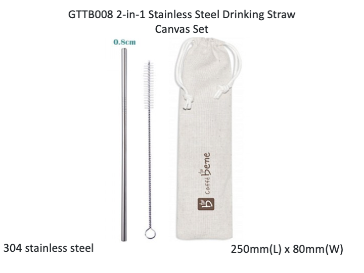 2-in-1 Stainless Steel Drinking Straw Canvas Set