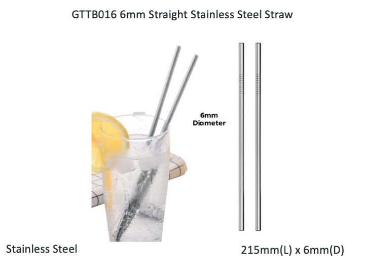 6mm Straight Stainless Steel Straw