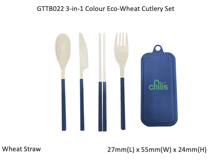 3-in-1 Colour Eco-Wheat Cutlery Set