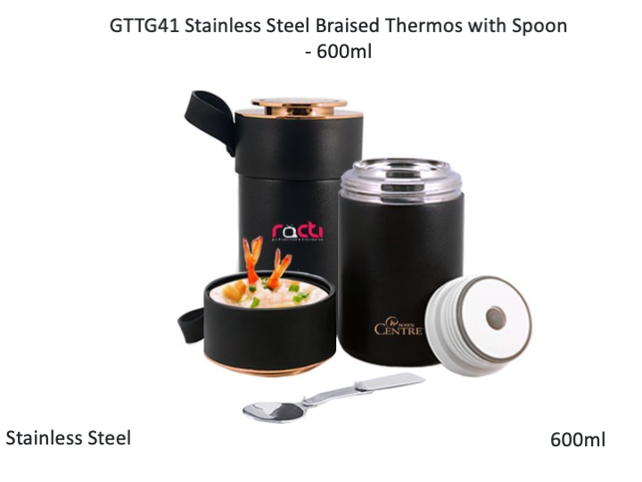 Stainless Steel Braised Thermos with Spoon - 600ml