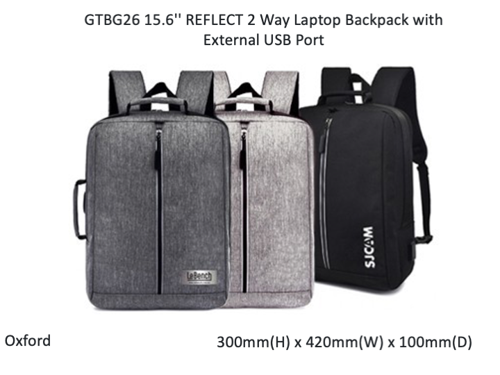 15.6'' REFLECT 2 Way Laptop Backpack with External USB Port