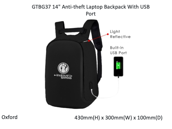 14" Anti-theft Laptop Backpack With USB Port