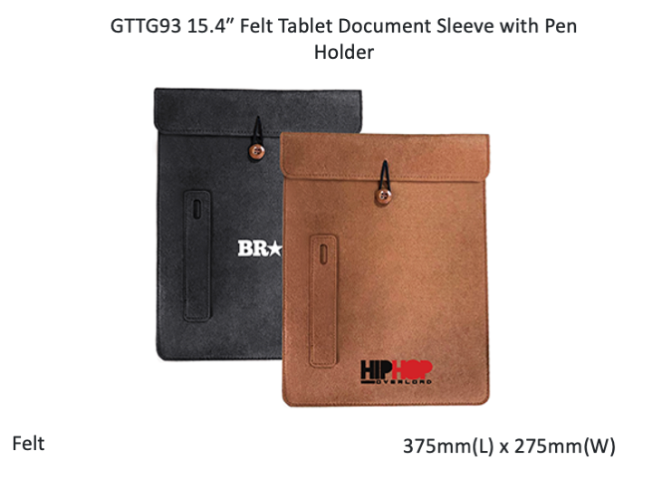 15.4″ Felt Tablet Document Sleeve with Pen Holder