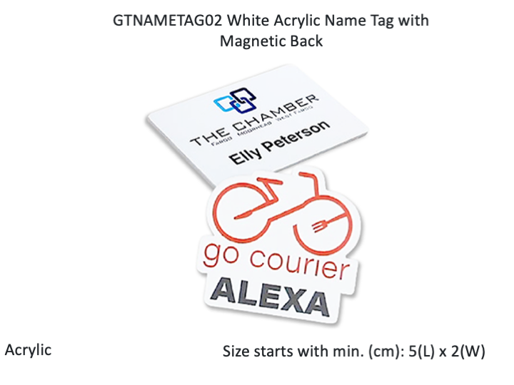 White Acrylic Name Tag with Magnetic Back