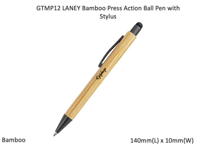 LANEY Bamboo Press Action Ball Pen with Stylus