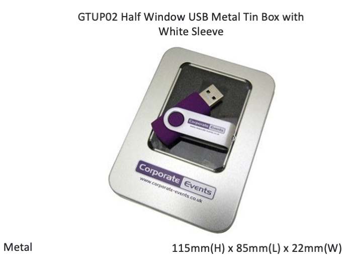 Half Window USB Metal Tin Box